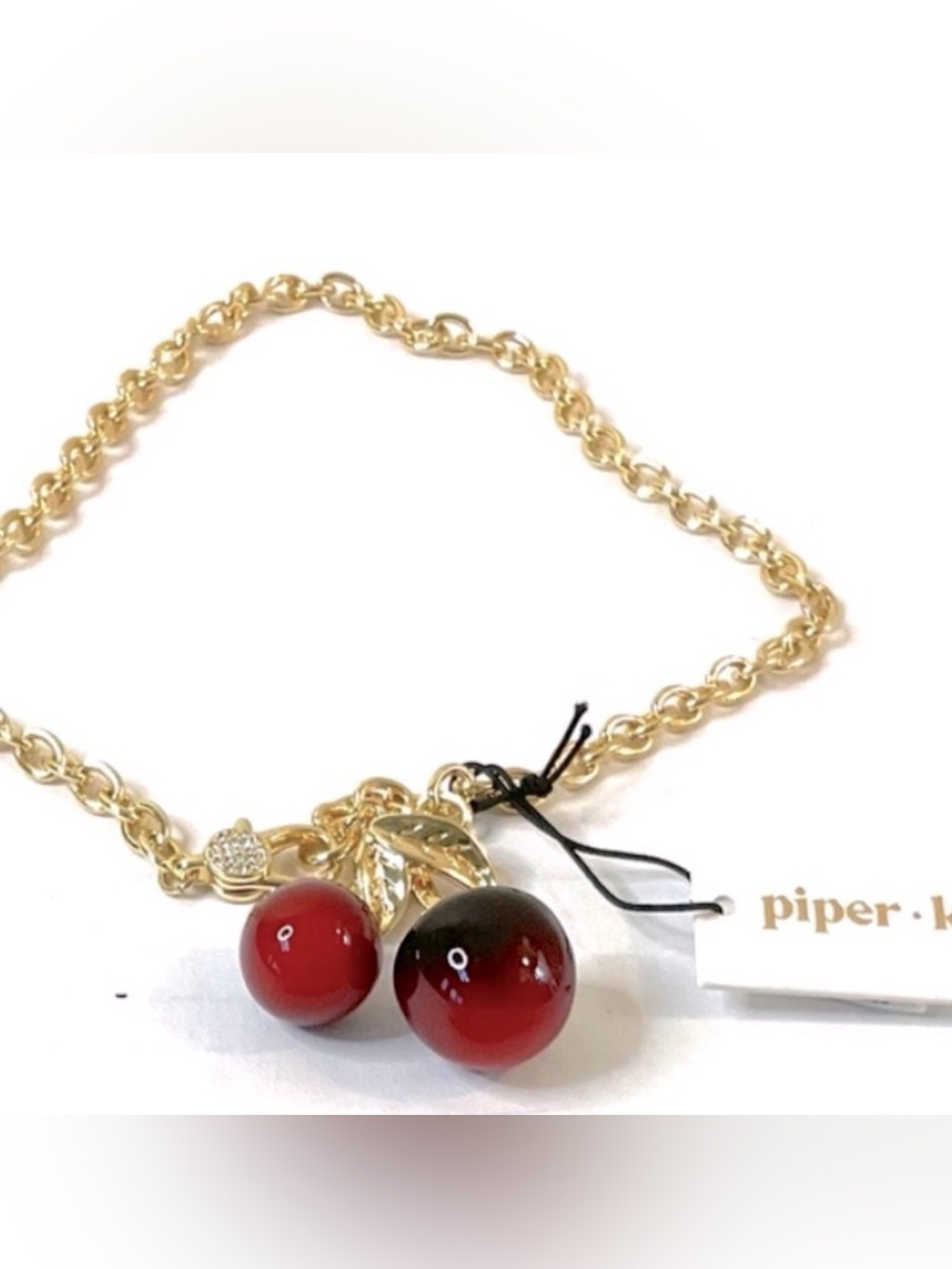 Piper k Gold-Tone Chain Necklace with Red Cherry Pendants